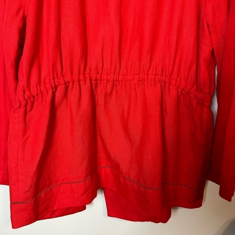 Escada Sport 100% Linen Red Jacket Coat Size EU 42 Large - Picture 7 of 16